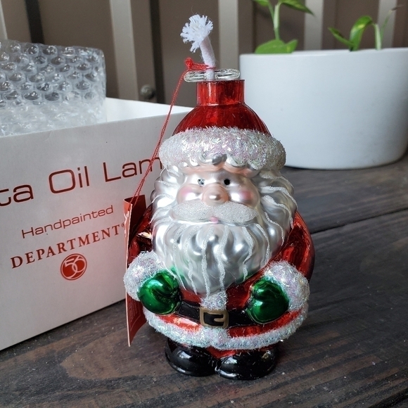 Dept 56 Santa handblown Oil Lamp Mercury Glass Holiday shimmery - Picture 3 of 14